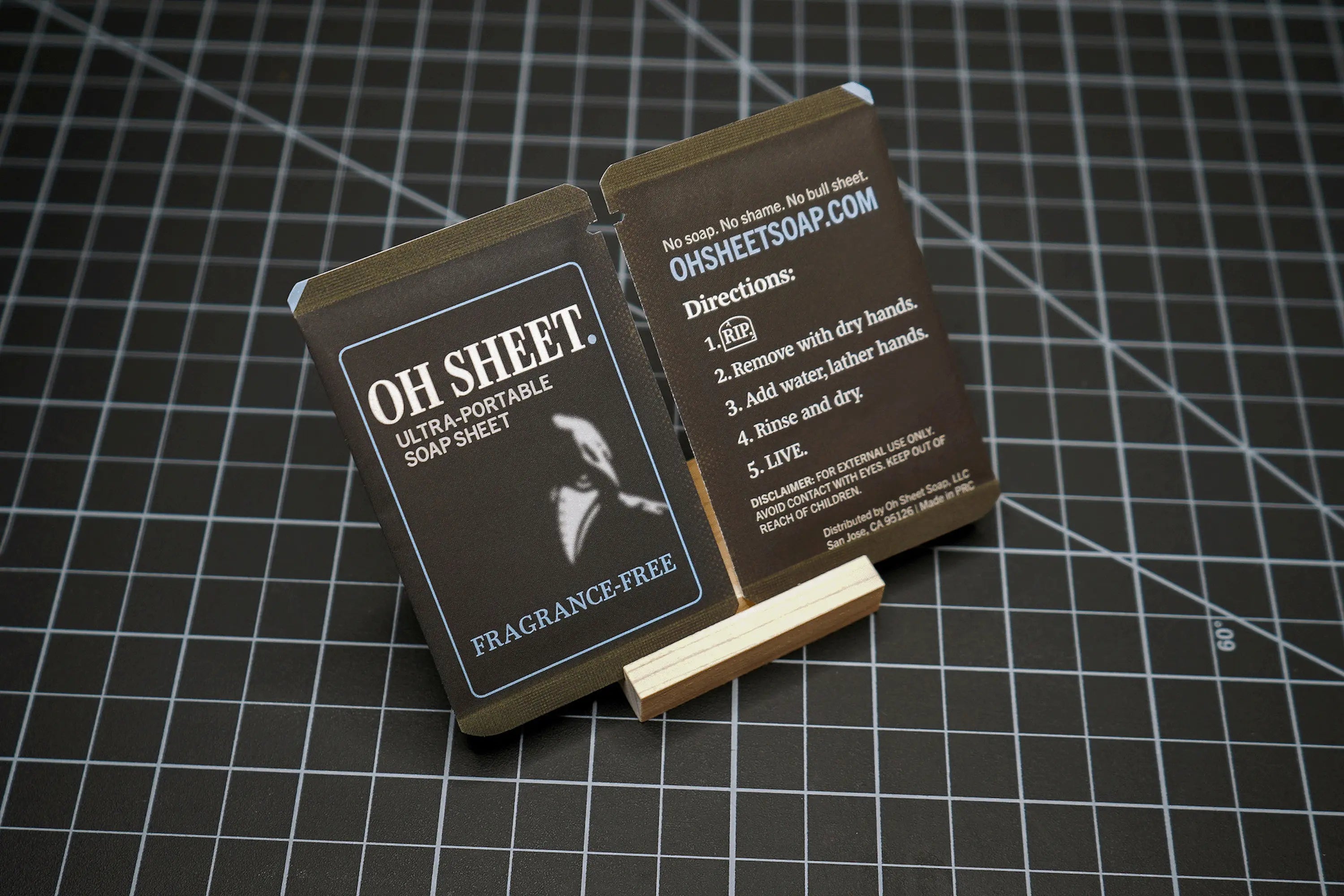 Fragrance free paper soap sheets with easy use directions on packaging