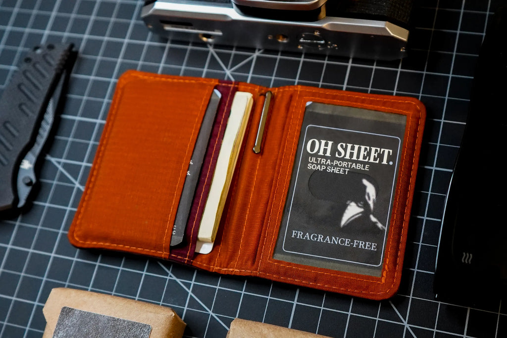 Wallet sized fragrance free paper soap sheets